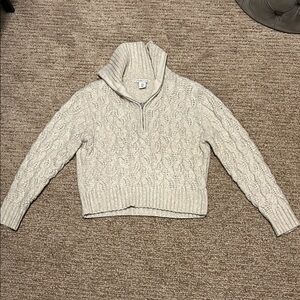 Sincerely Jules Light Gray Cable Knit Turtleneck Sweater